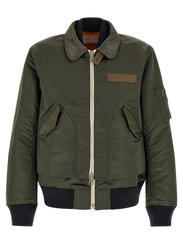 Double Layer Blouson Puffer Jackets Green