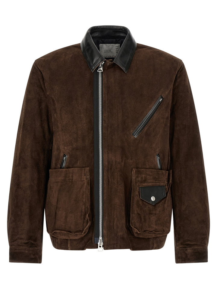 Sacai Suede Blouson Puffer Jackets - Brown | d28793330b28167bc50699625eaacb75ff9136ef