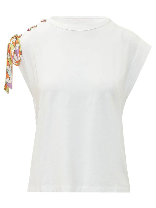 Foulard-Detail Viscose T-Shirt