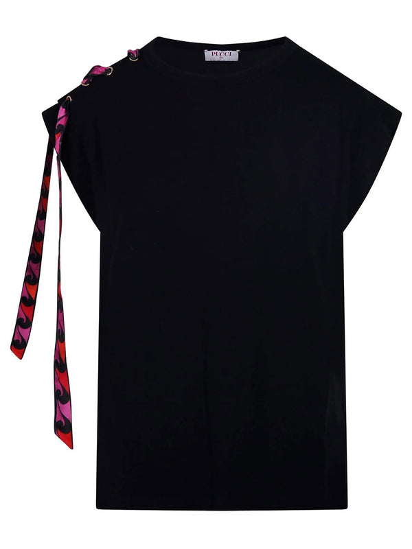 Foulard-Detail Viscose T-Shirt