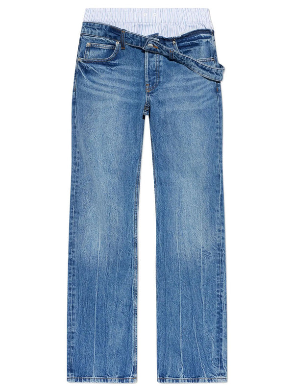 Boxer Detail And Drop Waistband Slim Fit Jeans