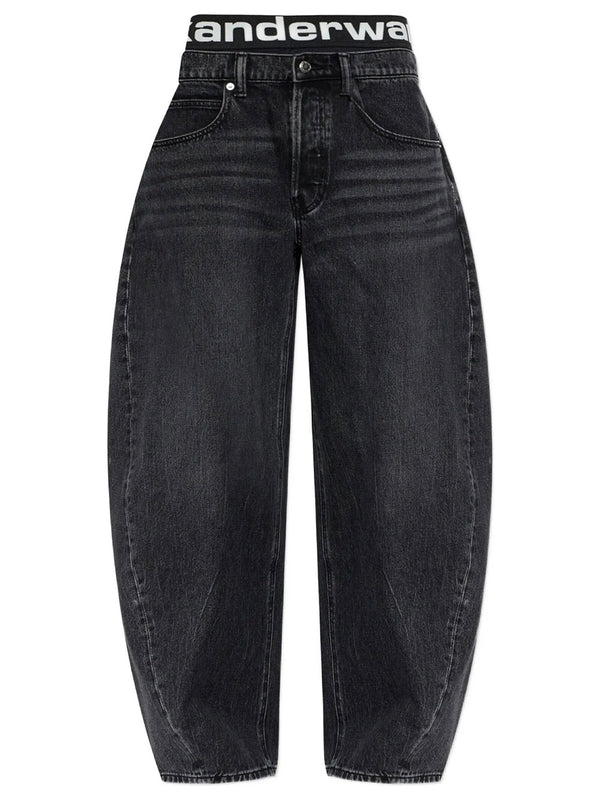 Blow-Up Jeans With Logo Bike Short Waistband