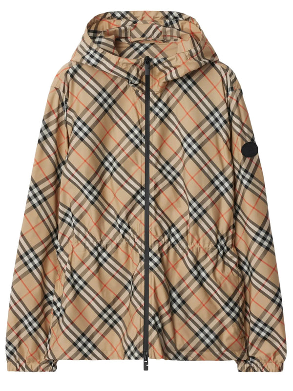 Check Motif Zipped Hoodie Jacket