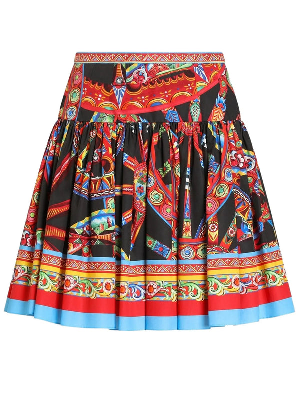 Poplin Miniskirt With Carretto Print