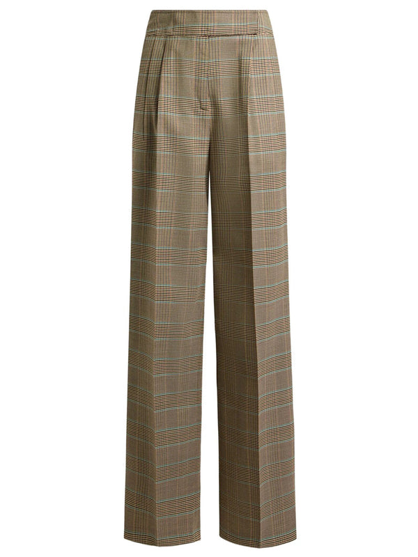 Stretch Wool Trousers With A Prince Of Wales Check Pattern