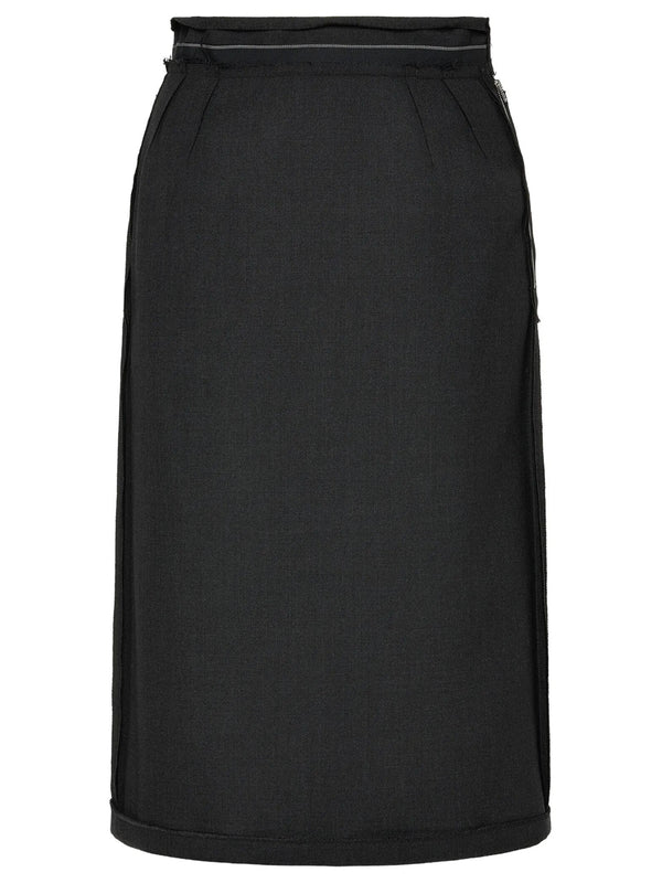Reversed Wool Midi Skirt