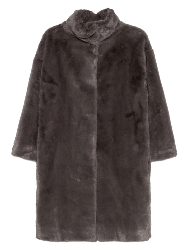 High-Neck Faux-Fur Coat
