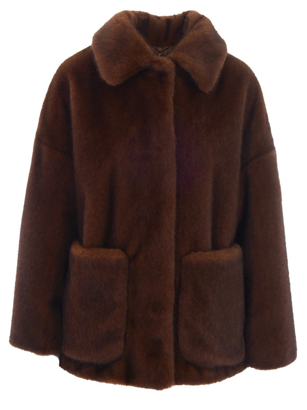 Faux-Fur Patch-Pocket Short Coat