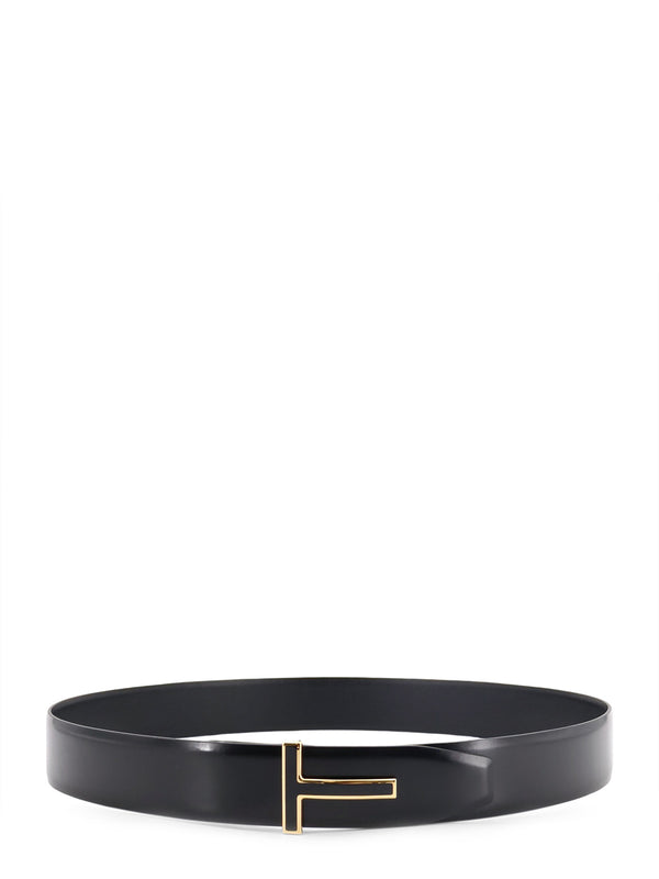Leather Belt With Metal Logo Buckle