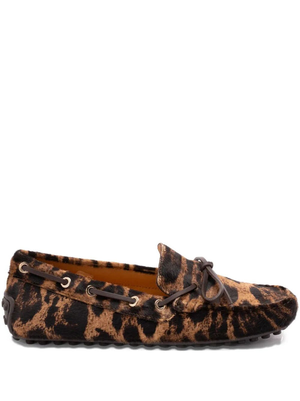 Leopard-Print Calf Hair Loafers