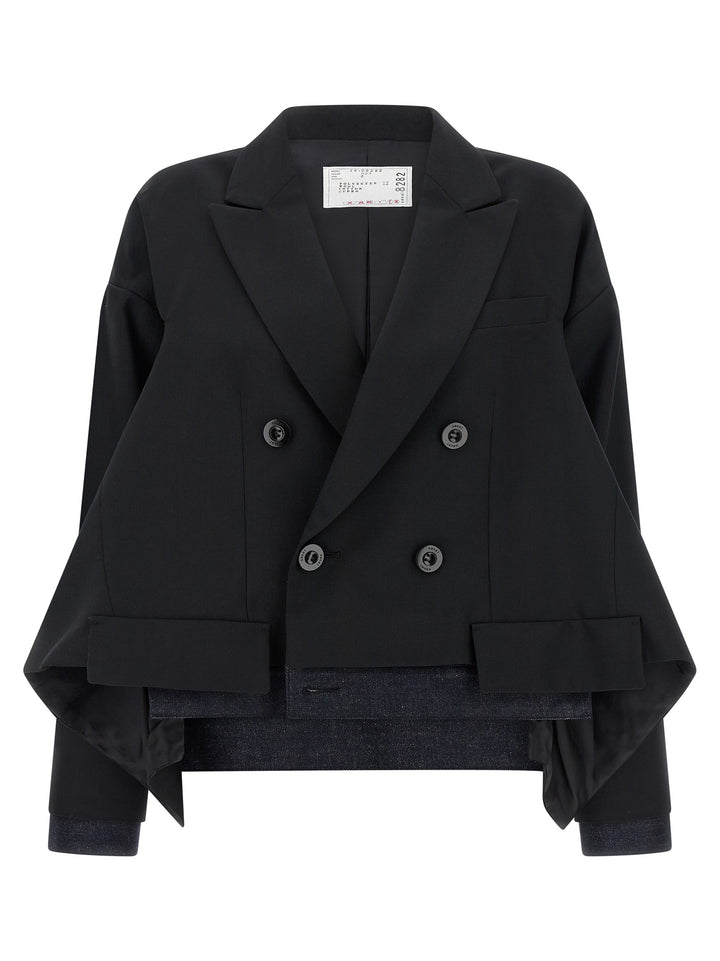 Sacai Denim Insert Blazer BlazerS - Black | 9713bf9d798665b56e79166fe4396ec71271ef58