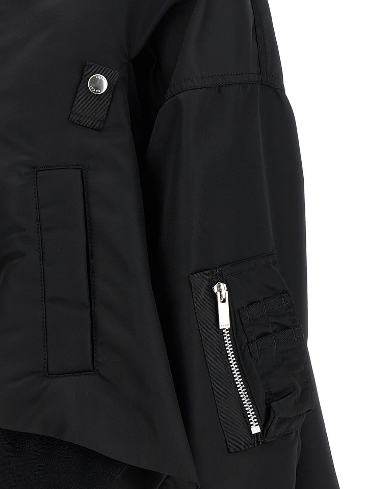 Sacai Asymmetrical Blouson Bottom Puffer Jackets - Black | 7b91d76944d1c925e1a576656eef12aab0e48385
