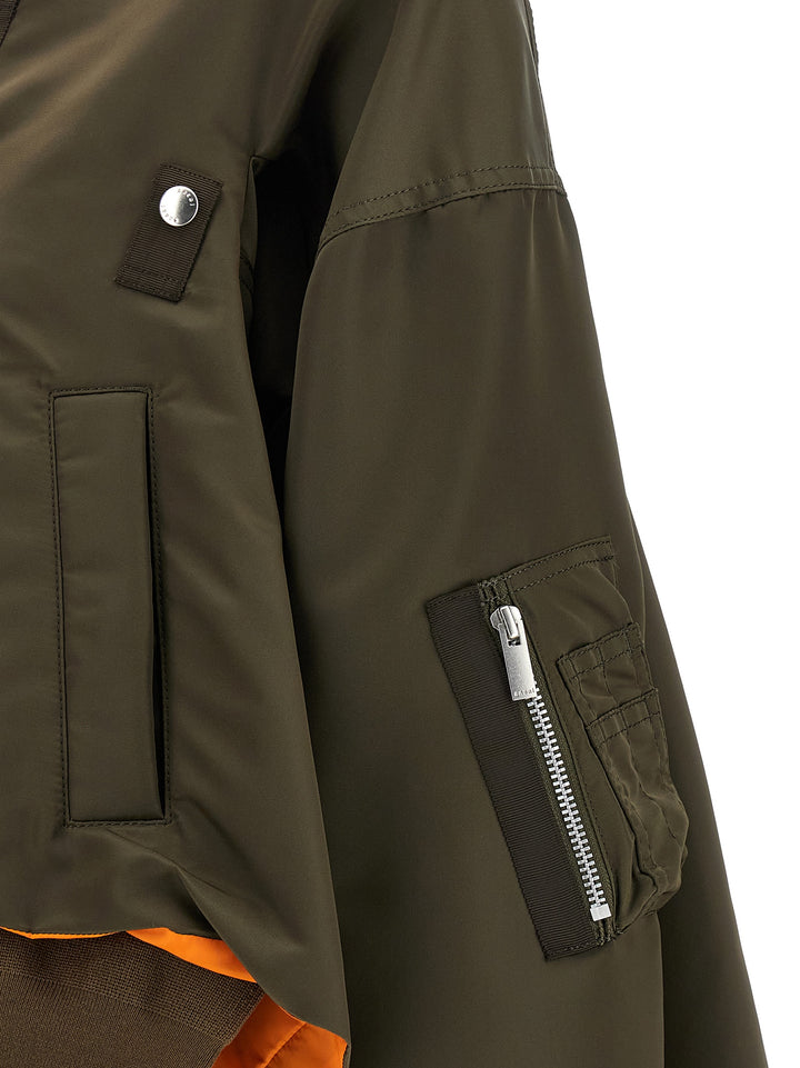 Sacai Asymmetrical Blouson Bottom Puffer Jackets - Green | f15036bae5838b6812e799619e20fa23d1a1ae4d