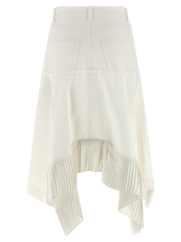 Sacai Satin Denim Skirt Skirts - White | e934788e39044f4d7fd8e3686f716e1405379f96