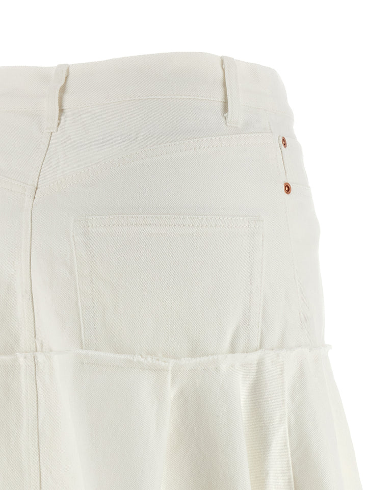 Sacai Satin Denim Skirt Skirts - White | 37be8752bc1c7fe02956c03db36581695528f02c