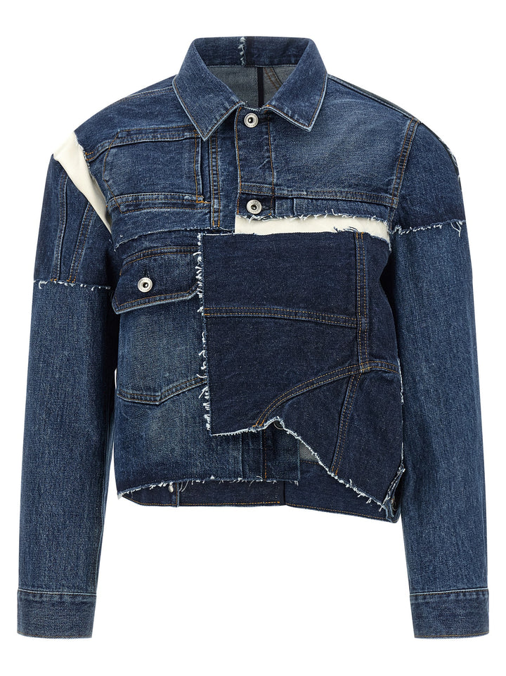 Sacai Patchwork Denim Jacket Puffer Jackets - Blue | 5bd01e12d010ef647bc1e173e5c44149a5ce0dd1
