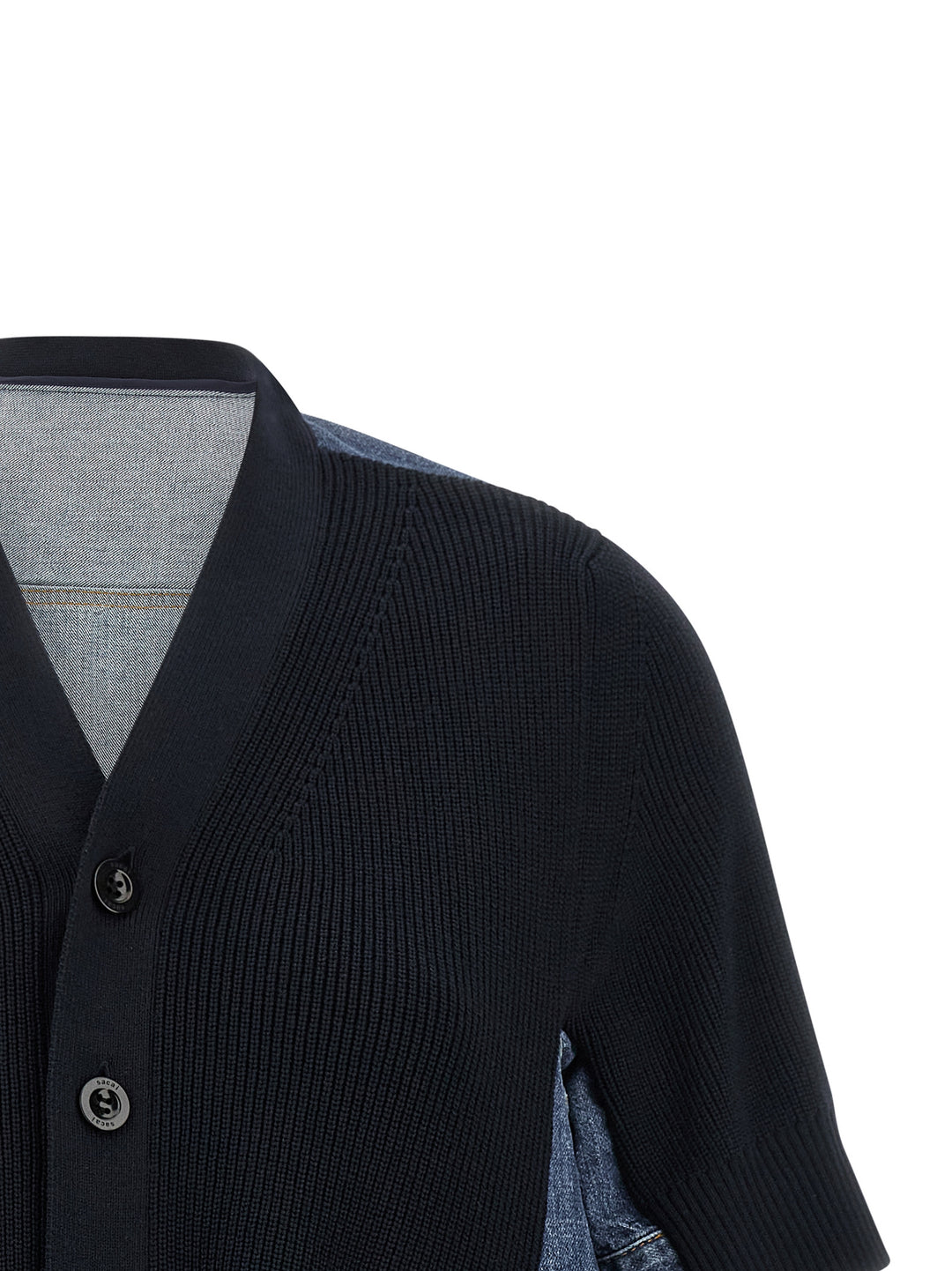 Sacai Denim X Knit Sweaters and Cardigans - Blue | 43b2c1aff2b94d547560f8df7273c5d6314f83b5