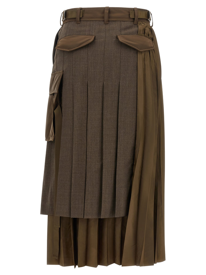 Sacai Hybrid Construction Skirt Skirts - Brown | 3b7c8c8a7ea29287dcefae447038a70e12a2bf46