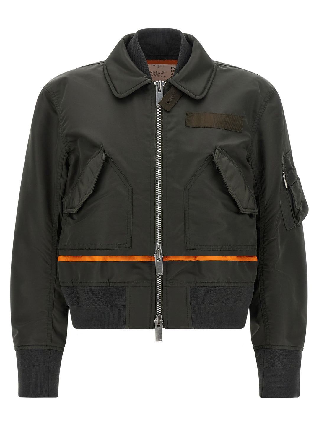 Sacai Double Layer Blouson Puffer Jackets - Green | 923f5a0fe9768f303bd79d5450d0645799fadf5e