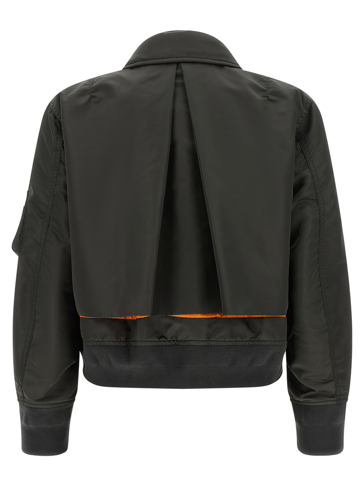 Sacai Double Layer Blouson Puffer Jackets - Green | 94fe519f9f39d35f3305a38d1b1f4c138eac9982