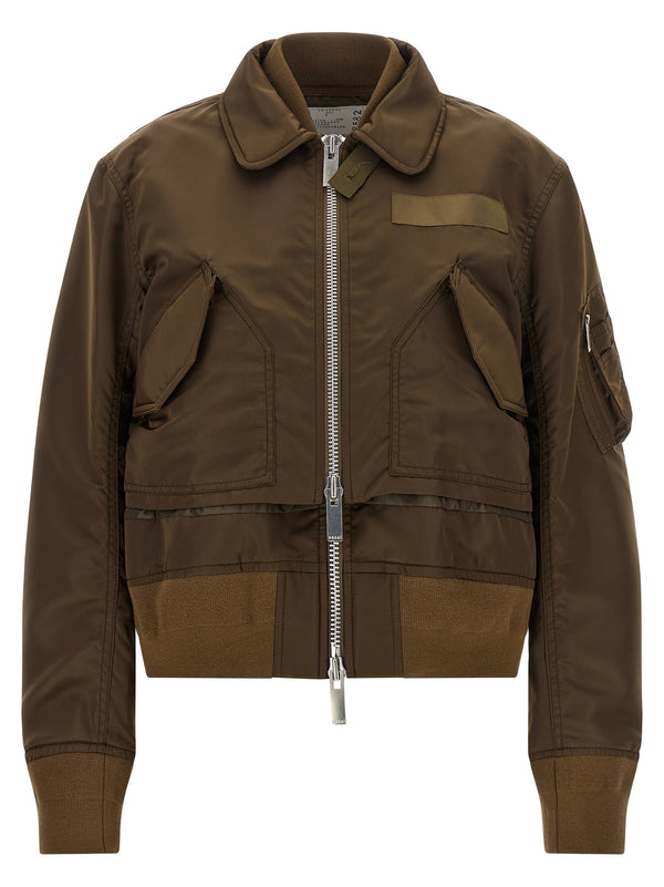 Double Layer Blouson Puffer Jackets Brown