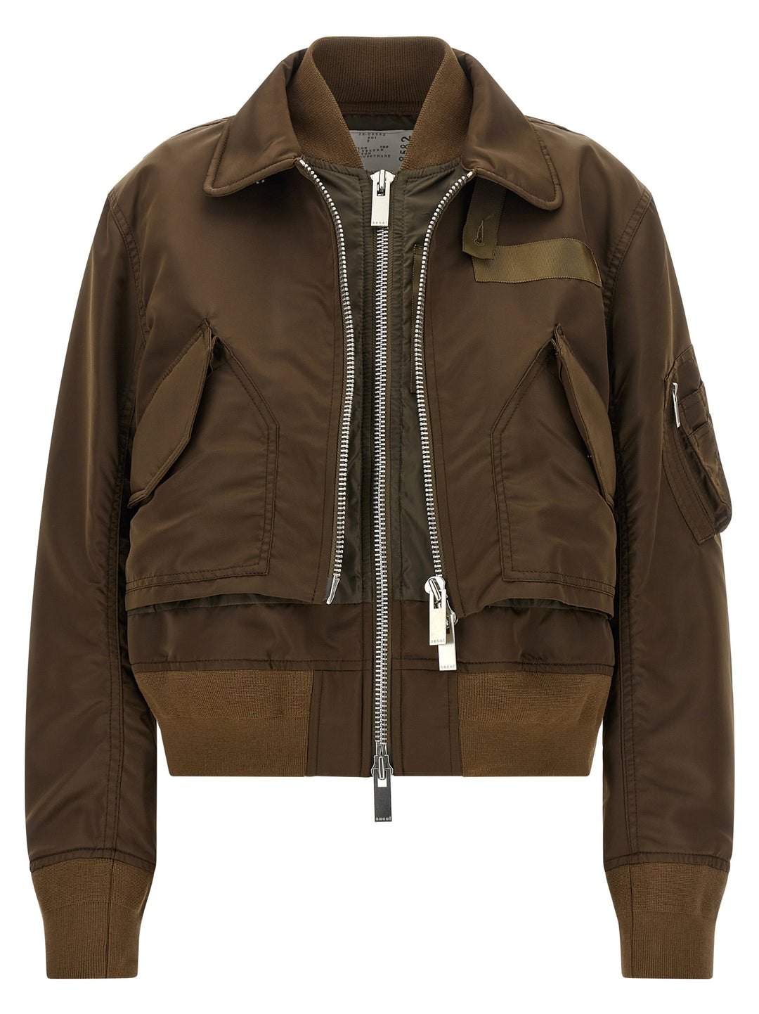 Sacai Double Layer Blouson Puffer Jackets - Brown | de605822dbda03a75eda9a47e80cfae3c91cf6ee