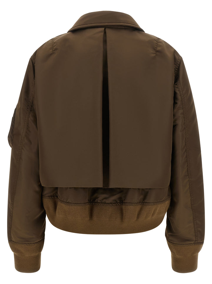 Sacai Double Layer Blouson Puffer Jackets - Brown | f820fe7d80f1936e8a5c5f3c1d97bd7f36f8a4bb