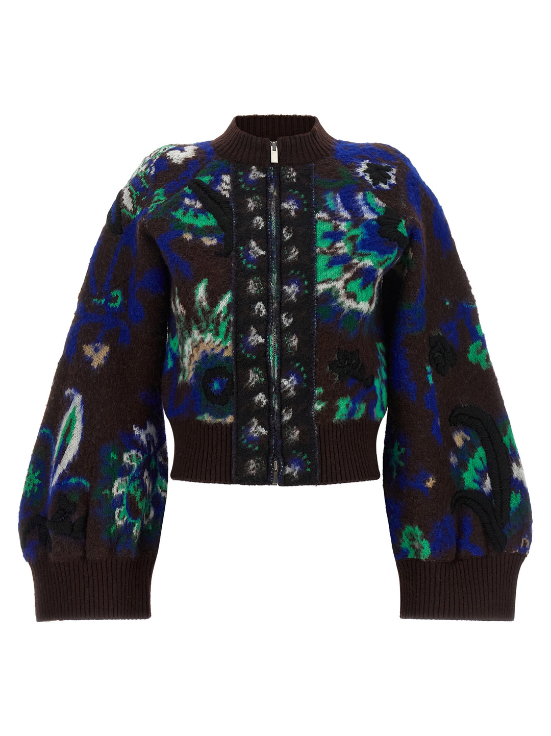 Sacai Floral Jacquard Blouson Puffer Jackets - Brown | eed3e08edb4ba4c88280c8aa8c412d6666ca8897