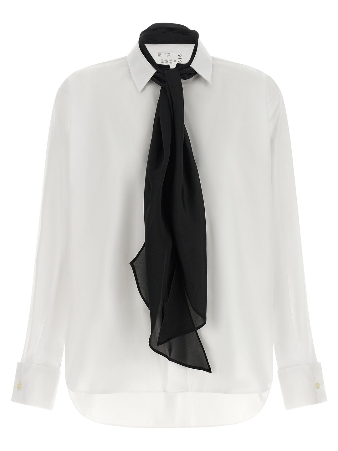 Sacai Scarf Shirt Shirt and Blouse - White/Black | 55f3ac07fff232f44de8e07bb8beeb9c495f9ae0