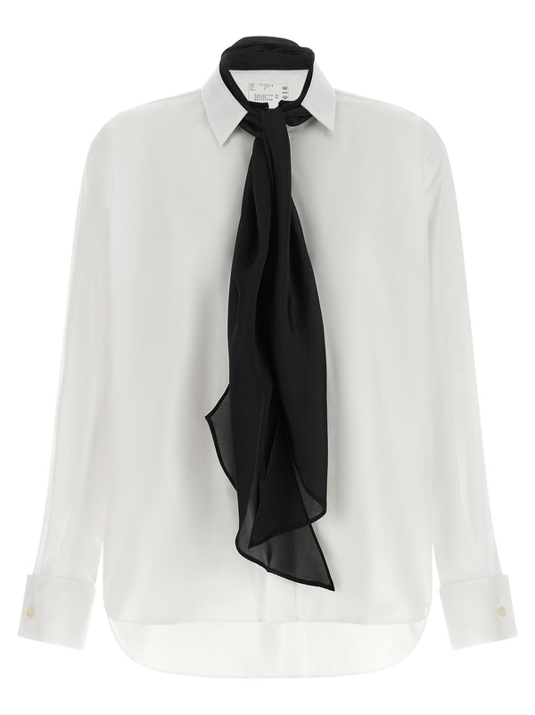 Scarf Shirt Shirt And Blouse White/Black