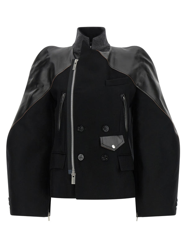Melton Wool Jacket Puffer Jackets Black