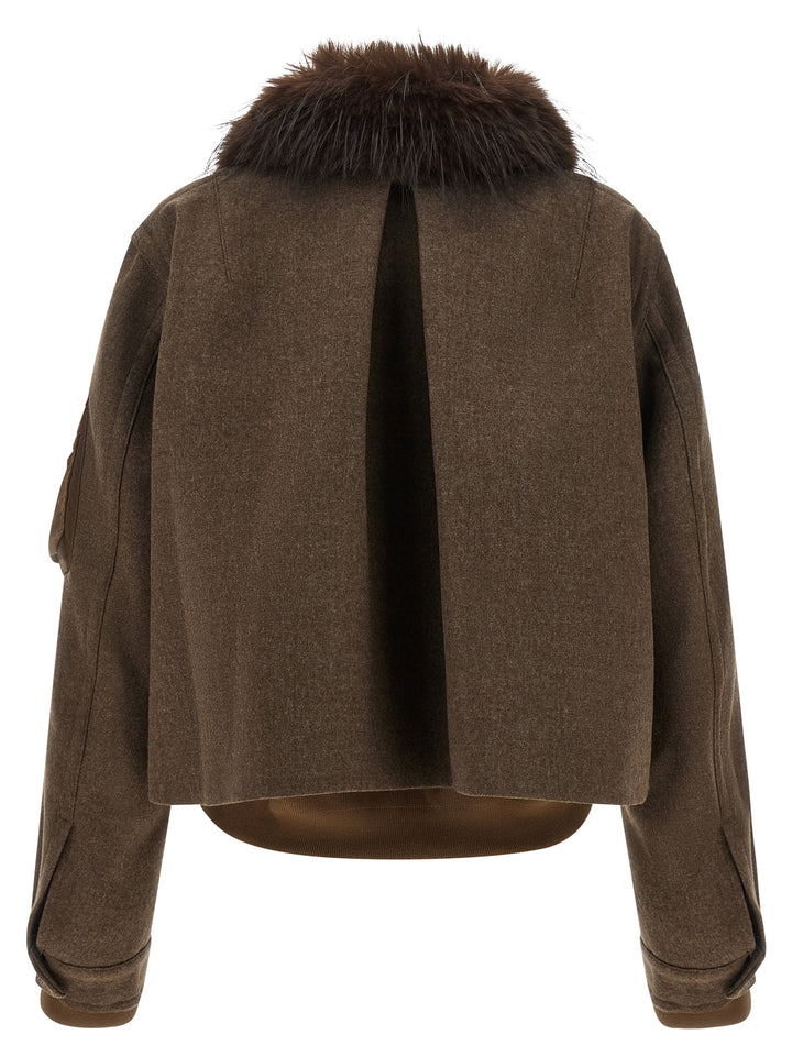 Sacai Double Collar Blouson Puffer Jackets - Brown | a48f39d3253d79917903d8e3e187d274a21af3ad