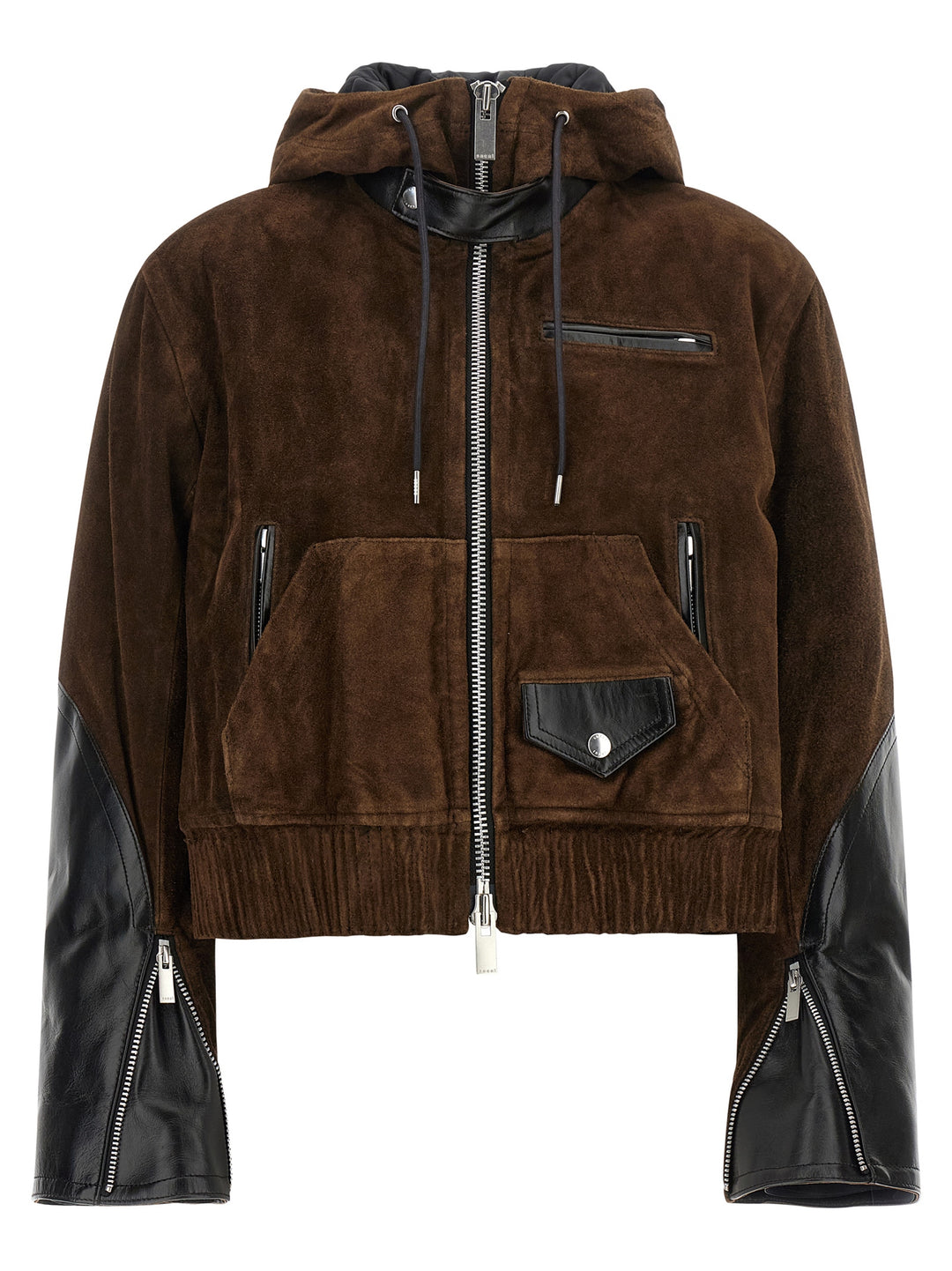 Sacai Suede Jacket Puffer Jackets - Brown | cc6f35dbacfe42f27f15ecd9d8308e562ea6f240
