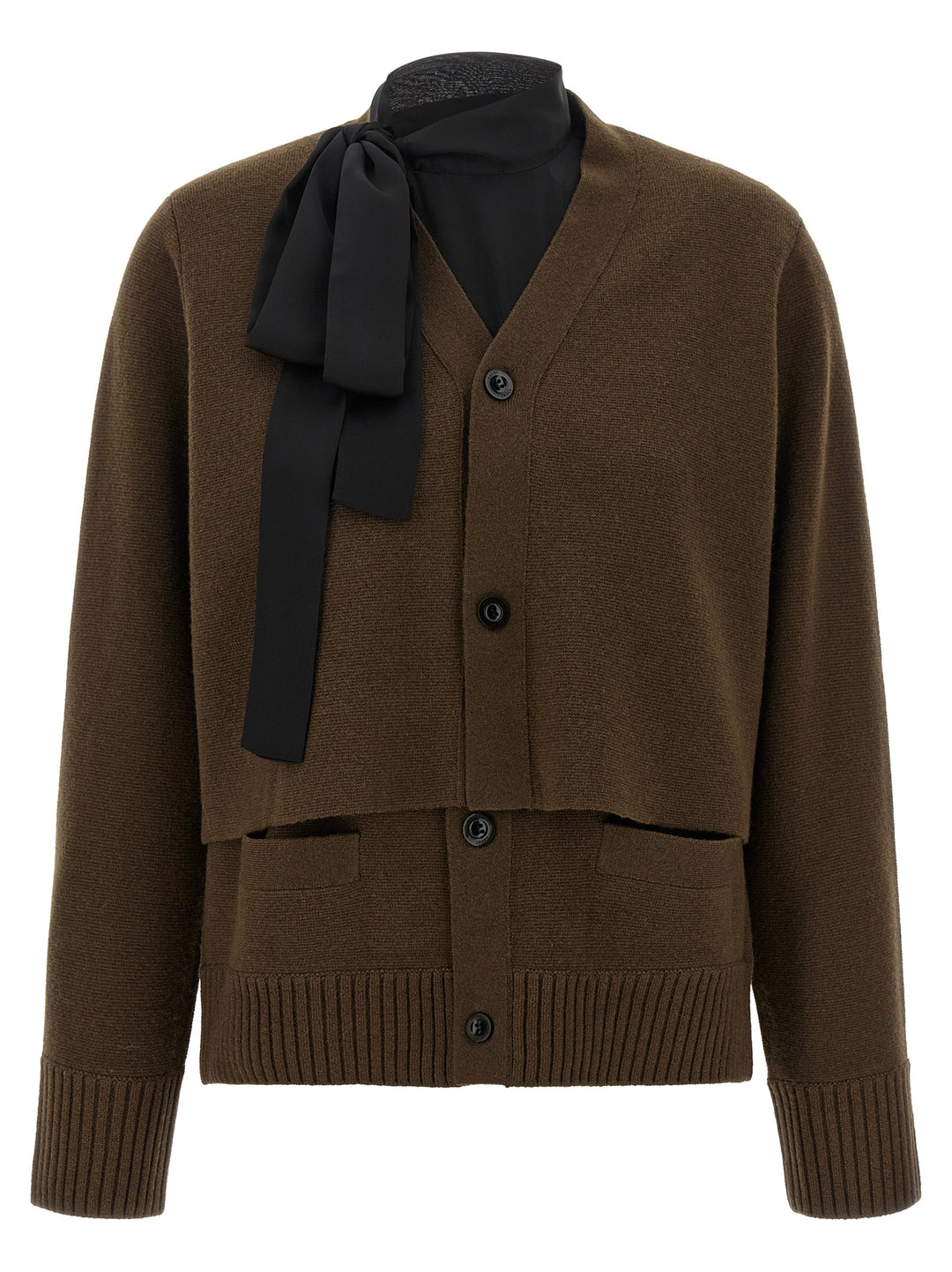 Sacai Cut-Out Cardigan Sweaters and Cardigans - Brown | 9523d95d86d2b3409d6d109467c8049cd97dac46