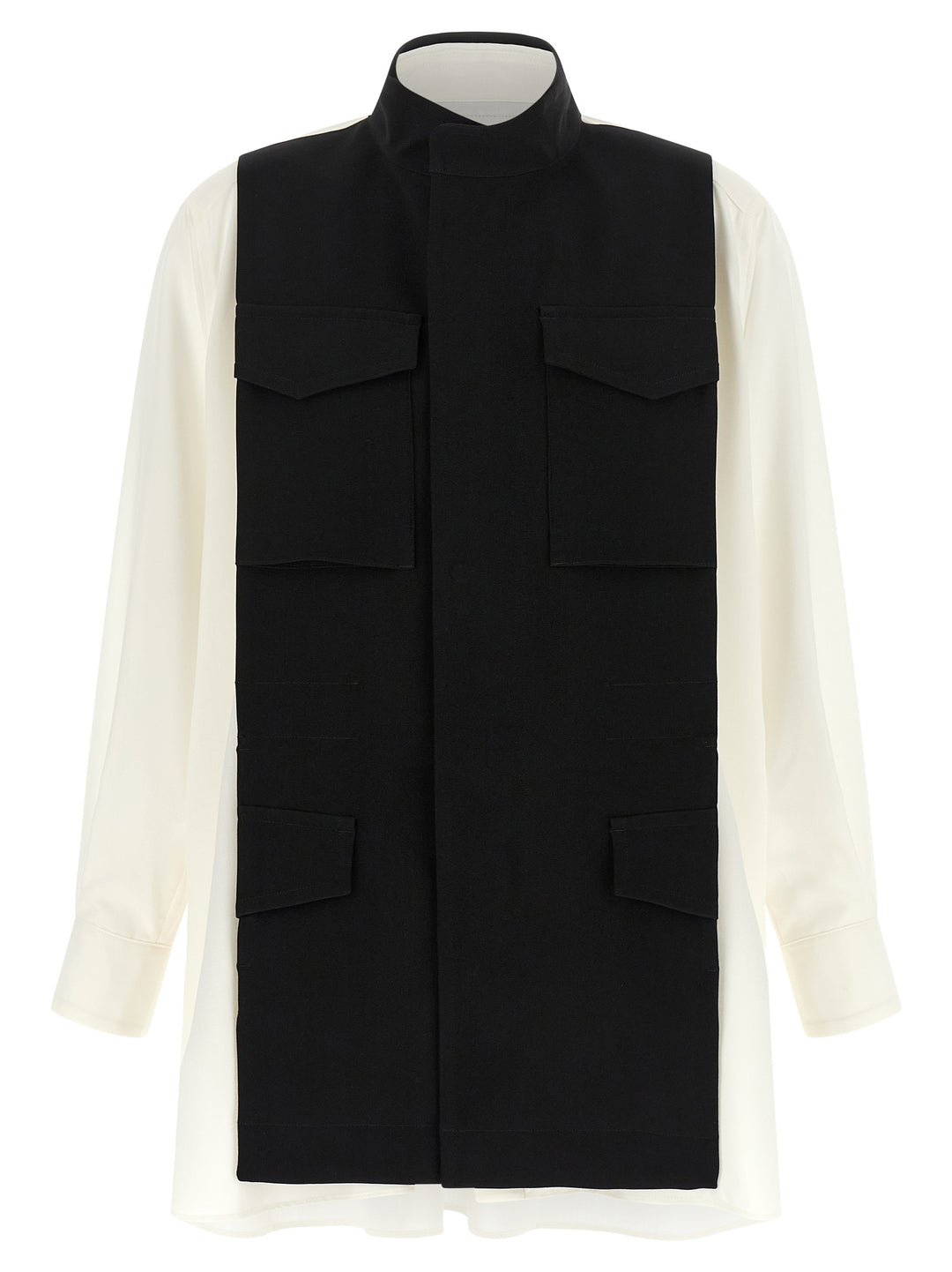 Sacai Hybrid Shirt With Front Panel Model. Shirt and Blouse - White/Black | fa8eda53f9dd0d63944d317d2076c0d94f19f7d0