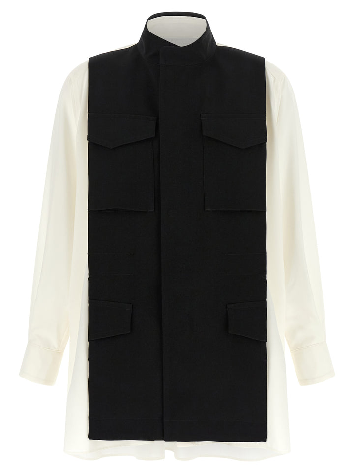 Sacai Hybrid Shirt With Front Panel Model. Shirt and Blouse - White/Black | fa8eda53f9dd0d63944d317d2076c0d94f19f7d0