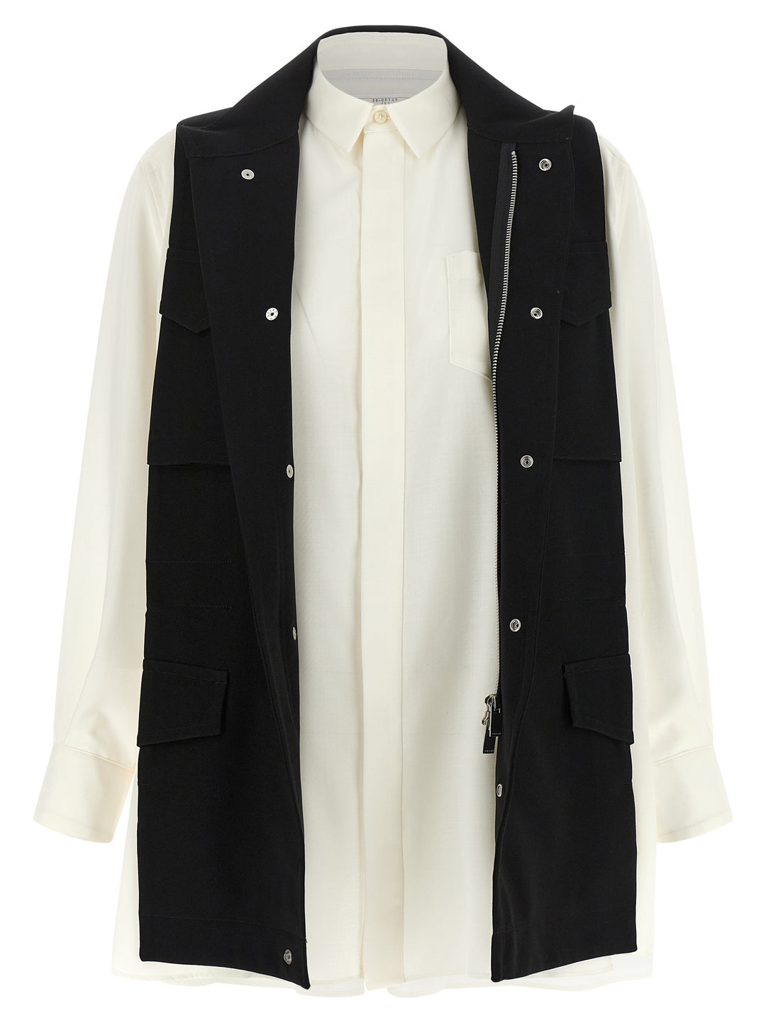 Sacai Hybrid Shirt With Front Panel Model. Shirt and Blouse - White/Black | 747f5f904d197705abb4a7d2822fa286698765d0