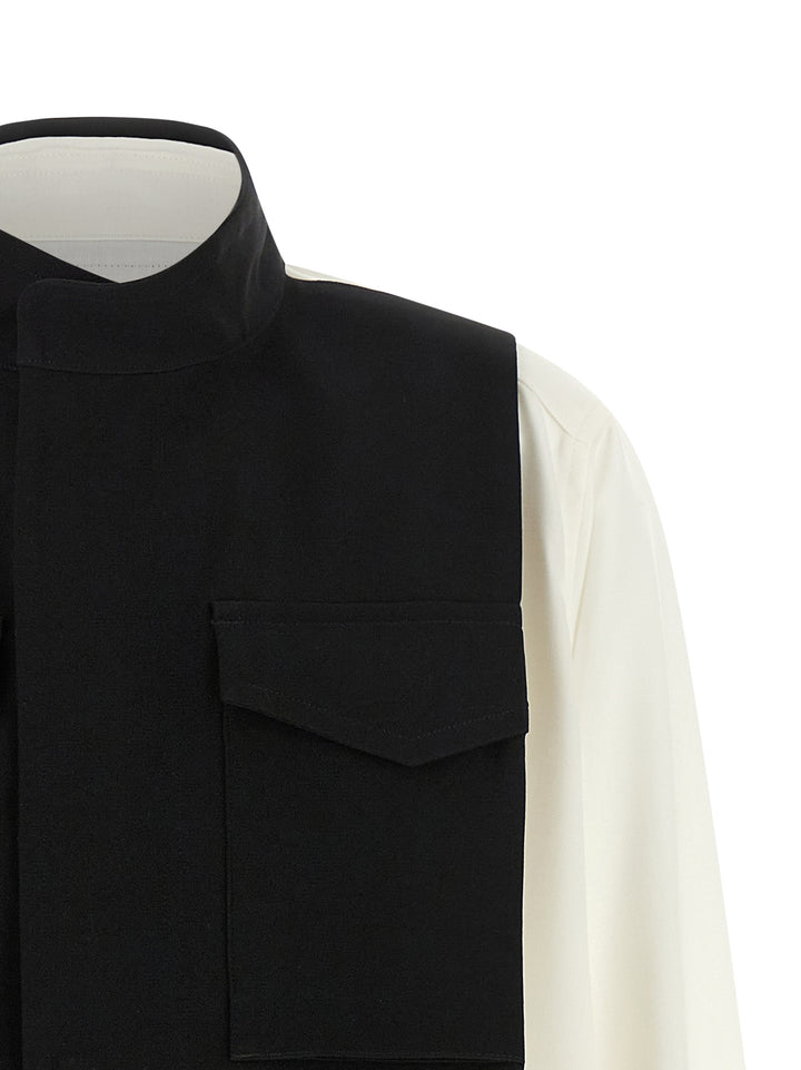 Sacai Hybrid Shirt With Front Panel Model. Shirt and Blouse - White/Black | 193a4fa9eef0bbf0b1e7928e54cc58d22b263d5c