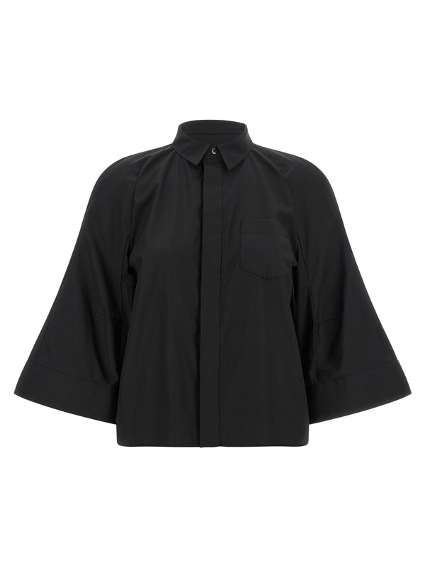 Poplin Shirt With Wide Sleeves Shirt And Blouse Black