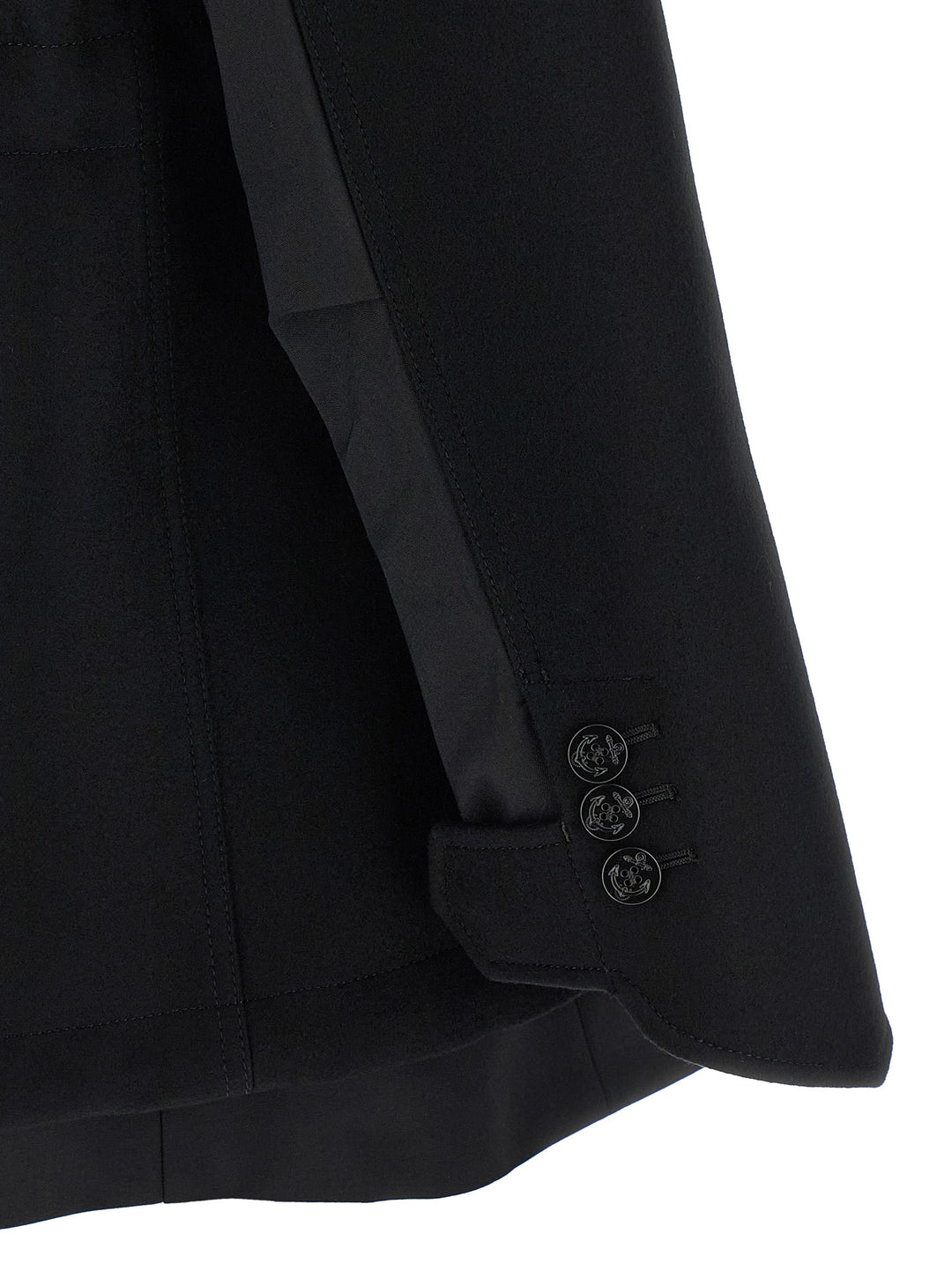 Sacai Wool Coat With Fur Insert Puffer Jackets - Black | 65d3a378d0c379fc5bc6a4f5b9751084a51fda34