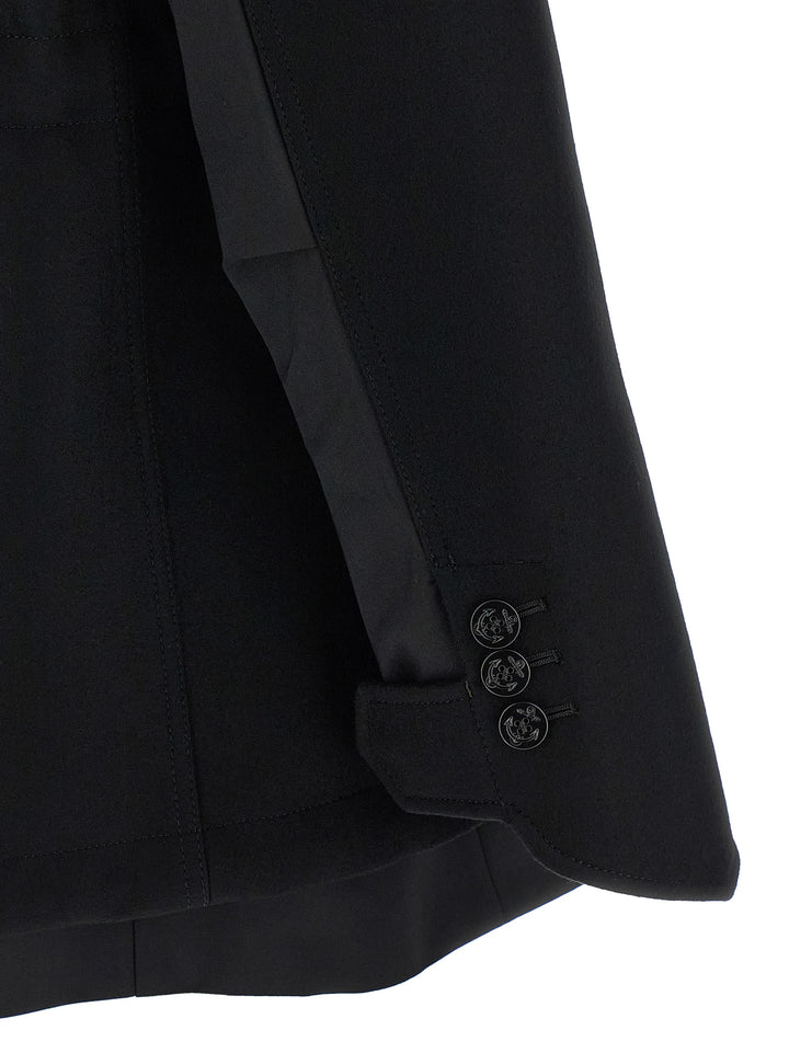 Sacai Wool Coat With Fur Insert Puffer Jackets - Black | 65d3a378d0c379fc5bc6a4f5b9751084a51fda34