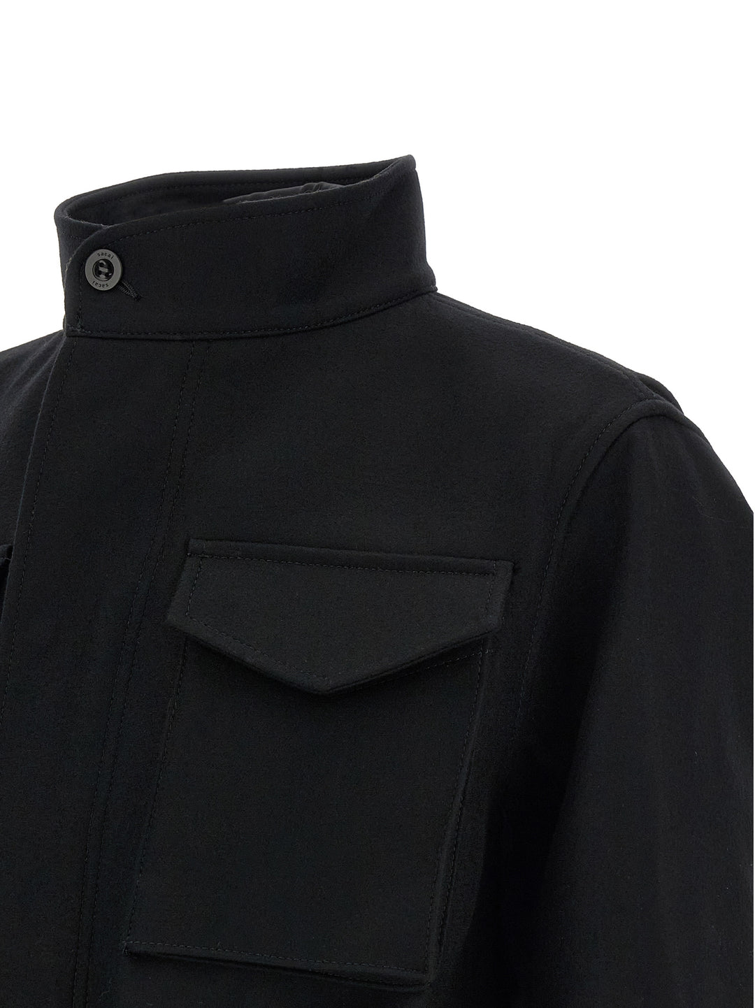 Sacai Wool Coat With Fur Insert Puffer Jackets - Black | eadec9ba73864a39d1b39790b4f96331da98ec94