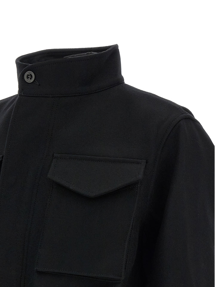 Sacai Wool Coat With Fur Insert Puffer Jackets - Black | eadec9ba73864a39d1b39790b4f96331da98ec94