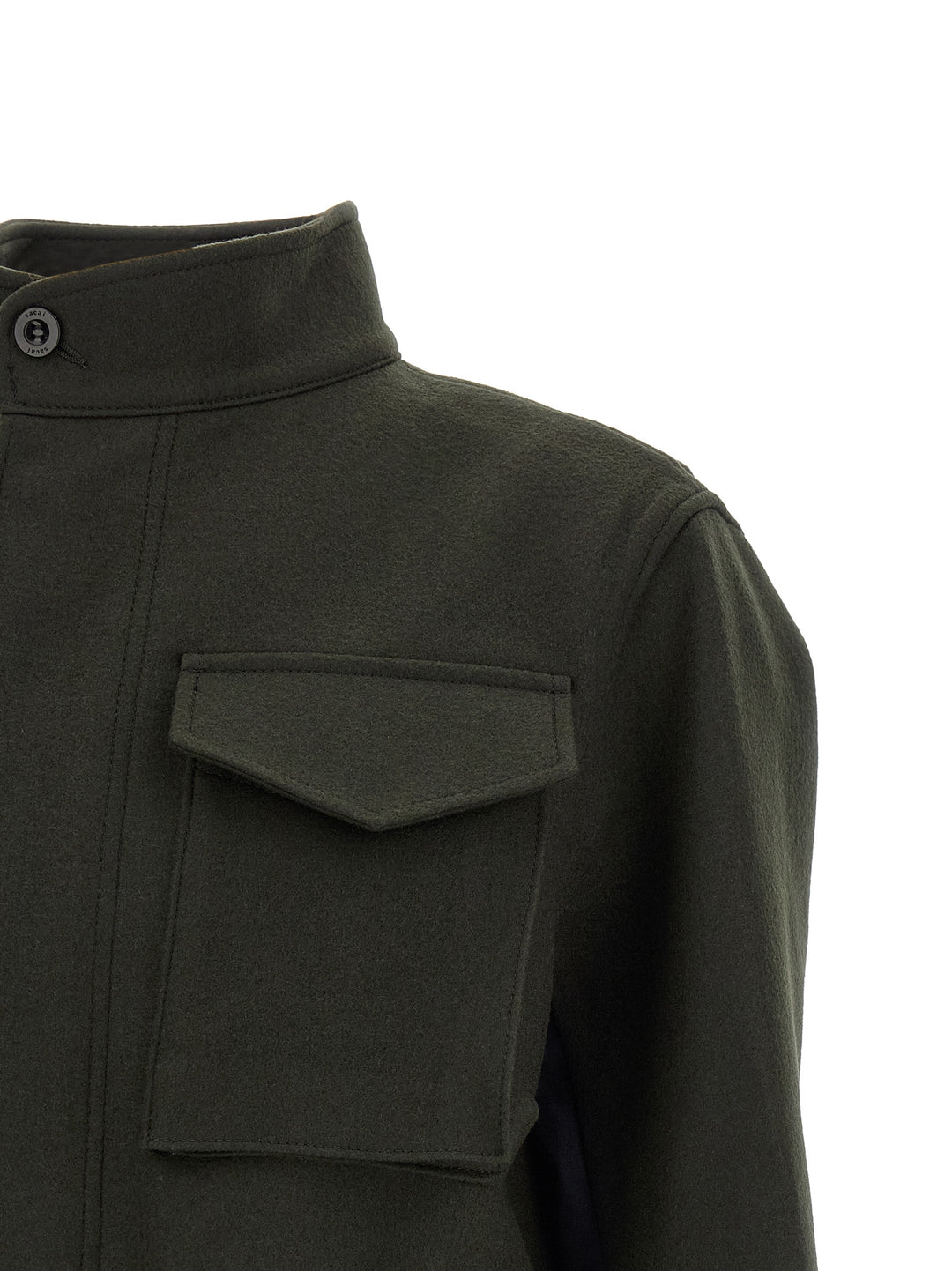 Sacai Wool Coat With Fur Insert Puffer Jackets - Green | 3c3f7bcf543a446a43ff5196a2a081c5f7b8d302