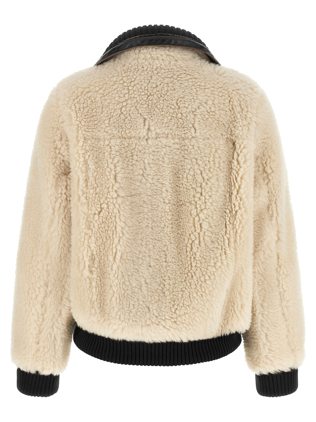 Sacai Shearling Effect Wool Jacket Puffer Jackets - Black | 2910826d420202450d2a1dab47cad3b0260fe2e5