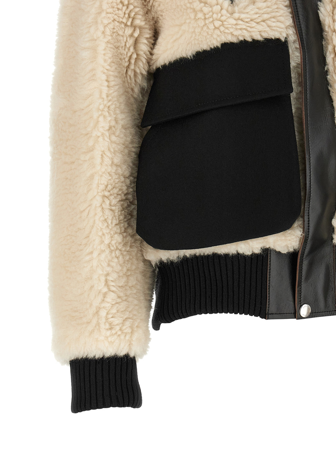 Sacai Shearling Effect Wool Jacket Puffer Jackets - Black | d7591bcc3b0f0bd253a7b758c206d539ef813d29