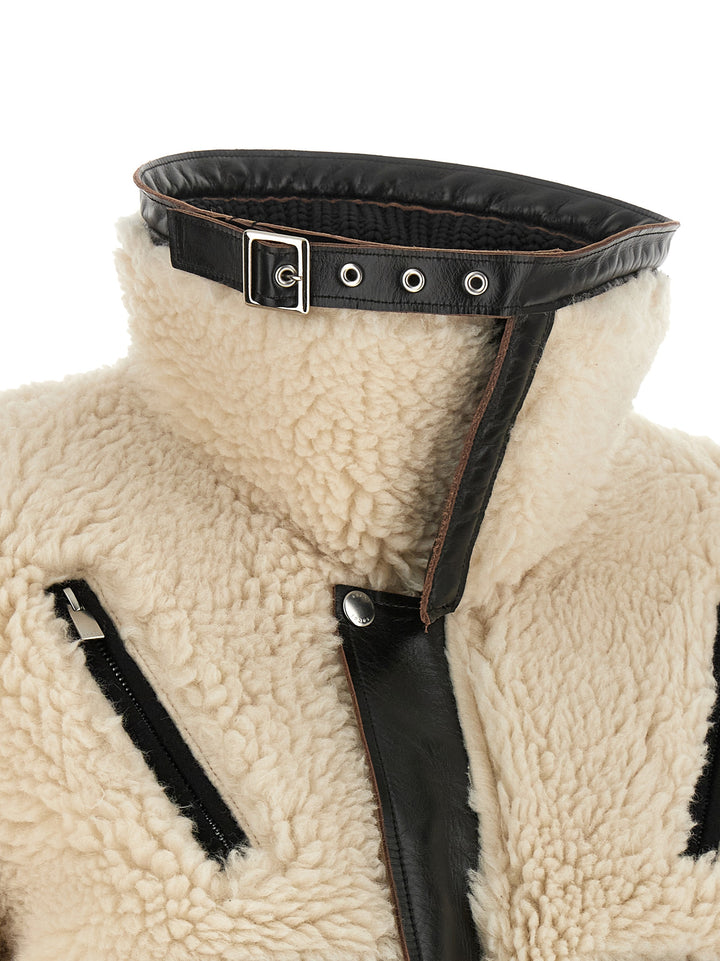 Sacai Shearling Effect Wool Jacket Puffer Jackets - Black | a07b6441dd163d7bf96527b3af27e9e4959703a0