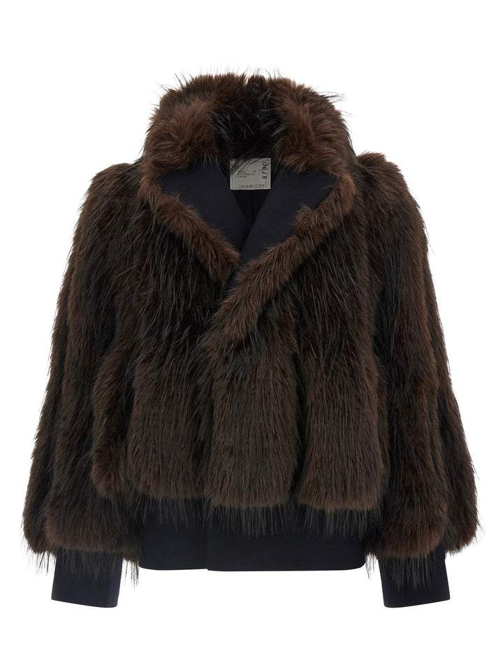 Sacai Jacket With  Inserts Fur - Brown | 241beaf159b34f3c403698fb9737b49829ca9f5f