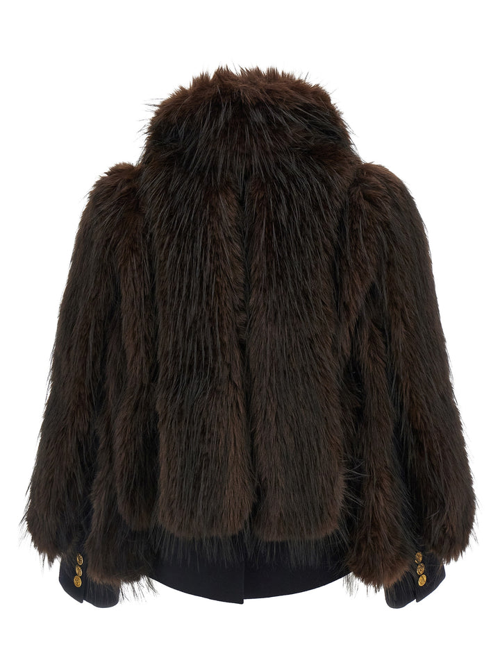 Sacai Jacket With  Inserts Fur - Brown | 163581501553634b04c74bc35be44ced8a6f5f65