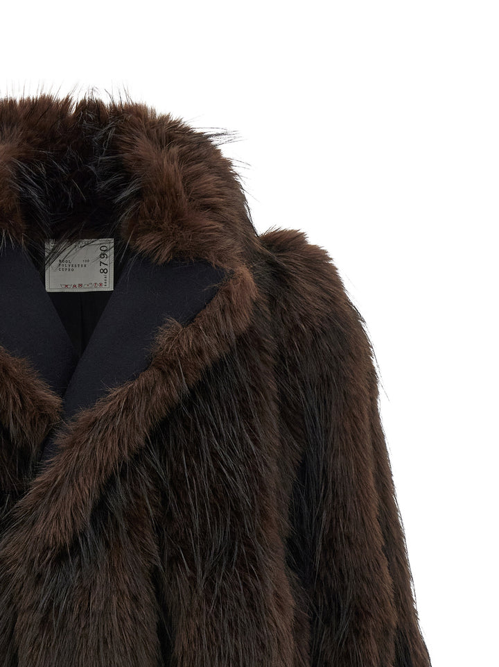Sacai Jacket With  Inserts Fur - Brown | f3950bda076a377753c03cc88b86b47033de1487